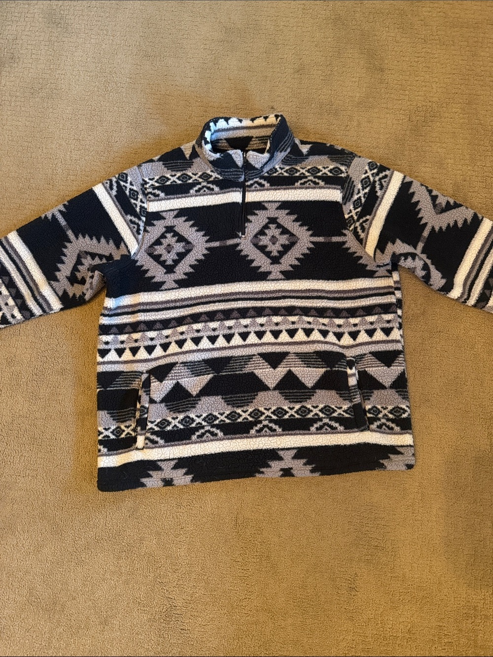 Wrangler Black & Gray Navajo-Pattern Zip Pullover